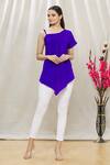 Buy_Megha Garg_Purple Crepe Asymmetric Draped Tunic _at_Aza_Fashions