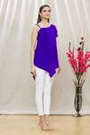 Megha Garg_Purple Crepe Asymmetric Draped Tunic _Online_at_Aza_Fashions