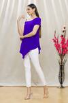Buy_Megha Garg_Purple Crepe Asymmetric Draped Tunic _Online_at_Aza_Fashions