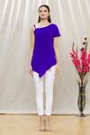 Shop_Megha Garg_Purple Crepe Asymmetric Draped Tunic _Online_at_Aza_Fashions