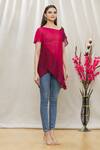 Megha Garg Pink Crepe Asymmetric Draped Tunic Online at Aza Fashions Megha Garg_Pink Crepe Asymmetric Draped Tunic _Online_at_Aza_Fashions
