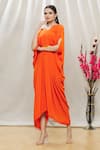 Buy_Megha Garg_Orange Crepe Embroidered Beads V Neck Draped Jumpsuit _at_Aza_Fashions