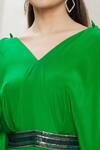 Megha Garg Green Crepe Sequins, Beads V Neck Draped Jumpsuit at Aza Fashions Megha Garg_Green Crepe Sequins, Beads V Neck Draped Jumpsuit _at_Aza_Fashions