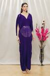 Megha Garg Purple Crepe Sequins V Neck Draped Jumpsuit Online at Aza Fashions Megha Garg_Purple Crepe Sequins V Neck Draped Jumpsuit _Online_at_Aza_Fashions