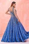 Shop_Mirroir_Blue Organza Lining Shantoon Embroidery Sequin And Beads Flared Gown  _at_Aza_Fashions