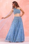 Buy_Mirroir_Blue Organza Lining Shantoon Embroidery Sequin And Beads Blouse & Lehenga Set _at_Aza_Fashions