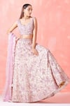 Buy_Mirroir_Peach Organza Lining Shantoon Embroidery Sequin And Beads V Bridal Lehenga Set _at_Aza_Fashions