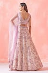 Shop_Mirroir_Peach Organza Lining Shantoon Embroidery Sequin And Beads V Bridal Lehenga Set _at_Aza_Fashions