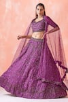 Buy_Mirroir_Purple Organza Lining Shantoon Embroidery Sequin And Beads Bridal Lehenga Set _at_Aza_Fashions