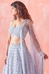 Mirroir_Blue Organza Lining Shantoon Embroidery Sequin And Beads V Bridal Lehenga Set _Online_at_Aza_Fashions