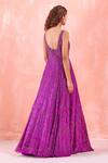 Shop Mirroir Purple Organza Lining Shantoon Sequin And Bugle Beads V Embroidered Flared Gown at Aza Fashions Shop_Mirroir_Purple Organza Lining Shantoon Sequin And Bugle Beads V Embroidered Flared Gown _at_Aza_Fashions