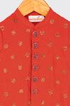 Minikin_Red , Satin Sequins, Embroidery Kurta Set _Online_at_Aza_Fashions