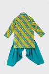 Shop_Minikin_Green Cotton Embroidery Patola Print Kurta Set _at_Aza_Fashions