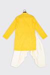 Shop_Minikin_Yellow Cotton Mirrors Embroidered Kurta Set _at_Aza_Fashions