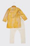 Shop_Minikin_Yellow Cotton Silk Embroidery Gota Tie And Dye Kurta Set  _at_Aza_Fashions
