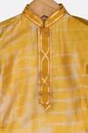 Minikin_Yellow Cotton Silk Embroidery Gota Tie And Dye Kurta Set  _Online_at_Aza_Fashions