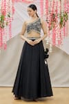 Buy_Samyukta Singhania_Black Blouse Dupion Lehenga Organza Embroidered Abstract One And Set _at_Aza_Fashions