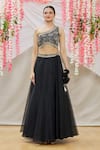 Samyukta Singhania_Black Blouse Dupion Lehenga Organza Embroidered Abstract One And Set _Online_at_Aza_Fashions