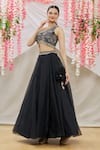 Buy_Samyukta Singhania_Black Blouse Dupion Lehenga Organza Embroidered Abstract One And Set _Online_at_Aza_Fashions