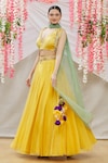 Buy_Samyukta Singhania_Yellow Blousesatin Lehengaorganza Dupattasoft Net Embroidered Lehenga Set_at_Aza_Fashions