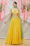 Buy_Samyukta Singhania_Yellow Blousesatin Lehengaorganza Dupattasoft Net Embroidered Lehenga Set_Online_at_Aza_Fashions