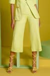 Buy_Label Deepika Nagpal_Green Heavy Luxury Crepe And Organza Lining Taffeta Blazer Style Top & Pant Set _Online_at_Aza_Fashions