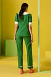 Shop_Label Deepika Nagpal_Green Heavy Luxury Crepe Peter Pan Collar Top And Set _at_Aza_Fashions