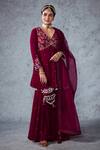 Buy_Ajiesh Oberoi_Pink Jannat Velvet Short Anarkali Gharara Set_at_Aza_Fashions