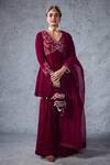 Ajiesh Oberoi_Pink Jannat Velvet Short Anarkali Gharara Set_Online_at_Aza_Fashions