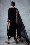 Shop_Ajiesh Oberoi_Black Velvet And Organza Thread & Sequin Round Raahat Kurta Set _at_Aza_Fashions