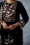 Shop_Ajiesh Oberoi_Black Velvet And Organza Thread & Sequin Round Raahat Kurta Set _Online_at_Aza_Fashions