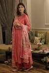 Shop_Divya Kanakia_Pink Kurta Soft Tissue Embroidery And Print Pearl & Anarkali Set With Dupatta _at_Aza_Fashions