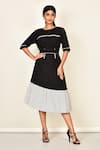 Buy_Naintara Bajaj_Black Cotton Colorblock Dress_at_Aza_Fashions