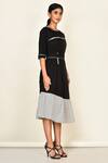 Naintara Bajaj_Black Cotton Colorblock Dress_Online_at_Aza_Fashions