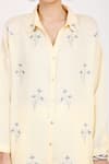 Buy_Linen Bloom_Yellow Linen Embroidery Floral Shirt Collar  _Online_at_Aza_Fashions