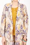 Buy_Linen Bloom_Beige Linen Printed Ajrakh Shawl Collar Blazer _Online_at_Aza_Fashions