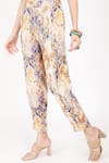 Shop_Linen Bloom_Beige Linen Printed Ajrakh Pant _at_Aza_Fashions