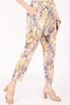 Linen Bloom_Beige Linen Printed Ajrakh Pant _Online_at_Aza_Fashions