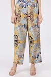 Shop_Linen Bloom_Beige Linen Printed Bisaza Pant _at_Aza_Fashions