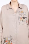 Buy_Linen Bloom_Beige Linen Embroidery Abstract Shirt Collar  _Online_at_Aza_Fashions