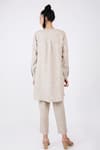 Shop_Linen Bloom_Beige Linen Printed Abstract Round Tunic _at_Aza_Fashions