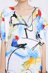 Buy_Linen Bloom_White Linen Printed Graffitti Round Kaftan _Online_at_Aza_Fashions