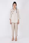 Buy_Linen Bloom_Beige Linen Embroidery Giraffe Shirt Collar  _at_Aza_Fashions