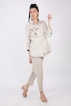 Linen Bloom_Beige Linen Embroidery Giraffe Shirt Collar  _Online_at_Aza_Fashions