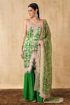 Buy_Sakshi Girri_Green Satin Printed Floral Straight Kurta Sharara Set _Online_at_Aza_Fashions