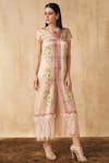 Buy_Sakshi Girri_Beige Satin Floral Print Jumpsuit_Online_at_Aza_Fashions