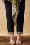 SAKSHI GIRRI_Black Crepe Floral, Mirror Asymmetric Printed Tunic And Pant Set_at_Aza_Fashions