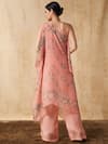 Shop_Sakshi Girri_Peach Organza Printed Floral Asymmetric Tunic And Palazzo Set  _at_Aza_Fashions