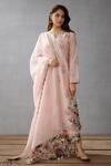 Buy_Torani_Pink Cotton Voile Dupatta Kota Cotton, Kurta And Pant Kaner Falgun Set _at_Aza_Fashions