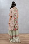Shop_Torani_Green Cotton Silk, Handwoven Thin Chanderi Chintz V Jaituni Ishana Print Ghera _at_Aza_Fashions